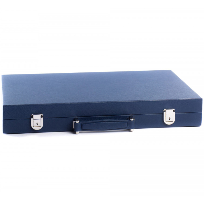 Exclusive backgammon set "Baptiste" made of leather, blue